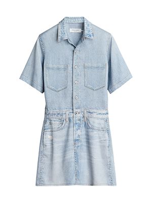 Women's Liquid Miramar Denim-Look Minidress - Freesia - Size XXS