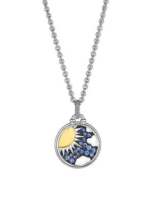 Women's Little Luxuries Sterling Silver, Sapphire & Enamel Sunshine Medallion Necklace - Silver