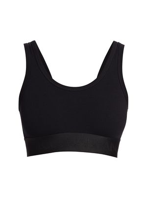 Women's Logo Cotton-Blend Sports Bra - Black - Size XS