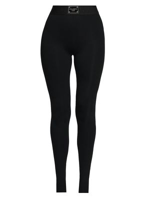 Women's Logo-Detailed Jersey Leggings - Nero - Size 10