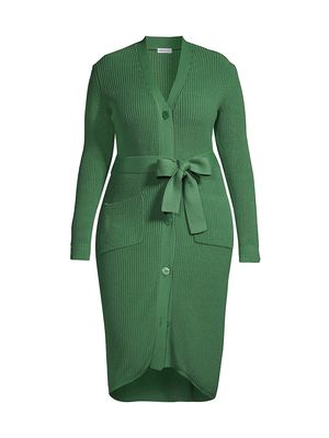 Women's Long Belted Cardigan - Golf Green - Size 14 - Golf Green - Size 14