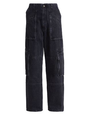 Women's Loose-Fit Cargo Pants - Faded Black - Size 29