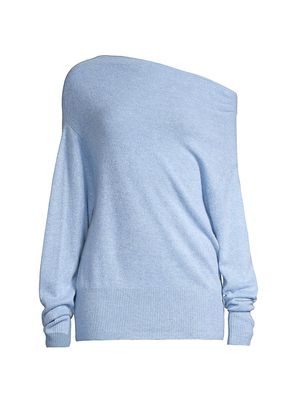 Women's Lori Off-The-Shoulder Cashmere Sweater - Air Blue Melange - Size XS - Air Blue Melange - Size XS