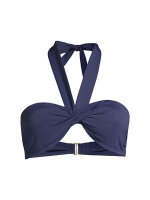 Women's Loryn Twist-Front Bikini Top - Navy - Size Small