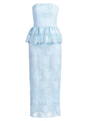 Women's Lotus Lace Peplum Dress - Sky - Size 2