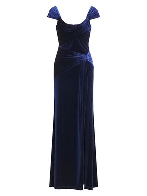 Women's Lou Velvet Draped Gown - Navy - Size 12