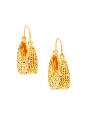 Women's Love Defined 2.0 Drop Caged Gold Hoops18Kt Gold Plated/ Cz1.25" - Gold