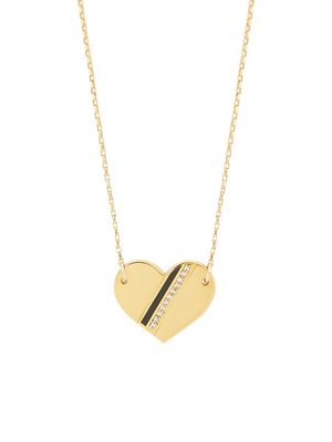 Women's Love Is 14K-Gold-Filled, 18K-Gold-Plated, & Cubic Zirconia Heart Pendant Necklace - Gold