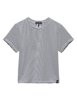 Women's Luca Stripe Baby Tee - Black White - Size XS