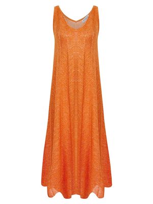 Women's Lucia Midi Dress - Mandarin - Size Large - Mandarin - Size Large