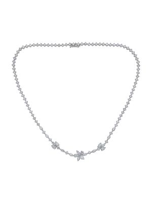 Women's Luminal 18K White Gold & 9.53 TCW Diamond Flower Necklace - White Gold - White Gold