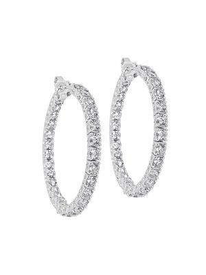 Women's Luminal 18K White Gold & Diamond Inside-Out Hoop Earrings - White Diamond - White Diamond