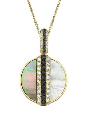 Women's Luna 18K Yellow Gold, Mother-Of-Pearl, & Diamond Pendant Necklace - Yellow Gold - Yellow Gold