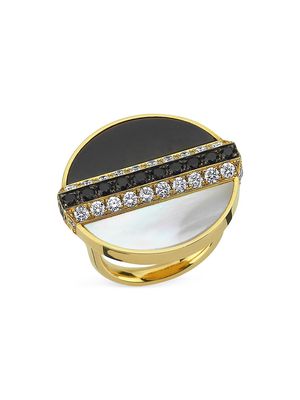 Women's Luna 18K Yellow Gold, Mother-Of-Pearl, & Diamond Ring - Yellow Gold - Size 6 - Yellow Gold - Size 6