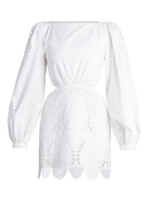 Women's Lunar Relics Cut-Out Eyelet Minidress - Off White - Size 8