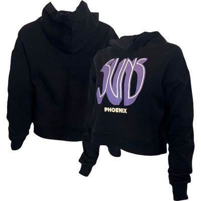 Women's Lusso Black Phoenix Suns Layla World Tour Cropped Pullover Hoodie