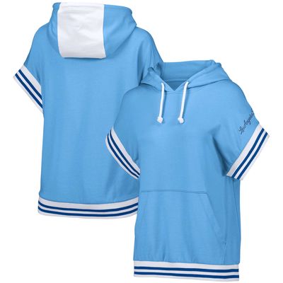 Women's Lusso Light Blue Los Angeles Dodgers Mabel Tri-Blend Short Sleeve Pullover Hoodie