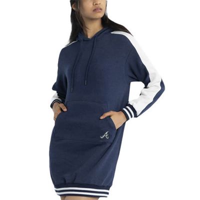 Women's Lusso Navy Atlanta Braves Mara Tri-Blend Hoodie Dress