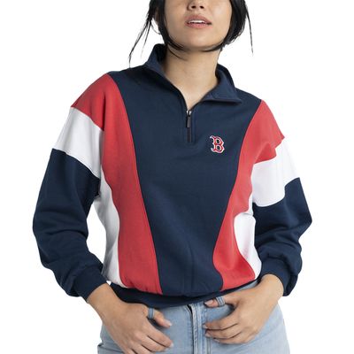 Women's Lusso Navy Boston Red Sox Malia Quarter-Zip Sweatshirt