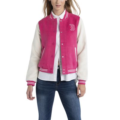 Women's Lusso Pink Boston Red Sox Priya Full-Snap Varsity Jacket