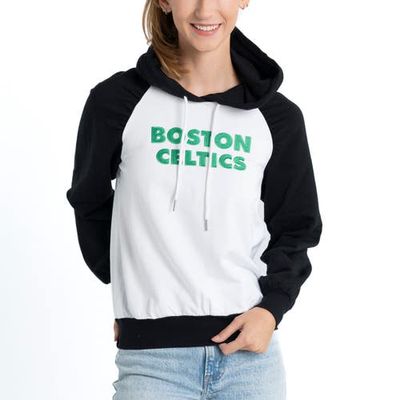 Women's Lusso White Boston Celtics Marlowe Tri-Blend Raglan Pullover Hoodie