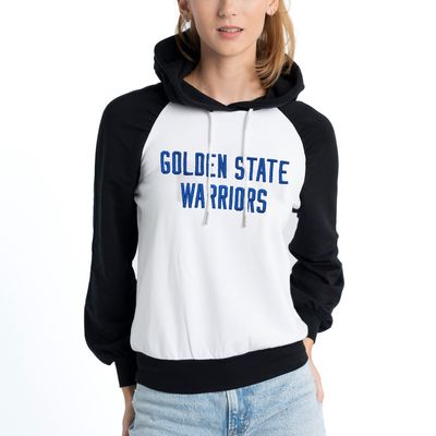 Women's Lusso White Golden State Warriors Marlowe Tri-Blend Raglan Pullover Hoodie