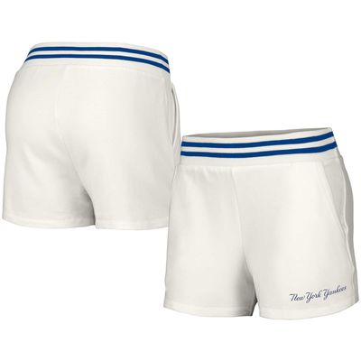 Women's Lusso White New York Yankees Maeg Tri-Blend Pocket Shorts
