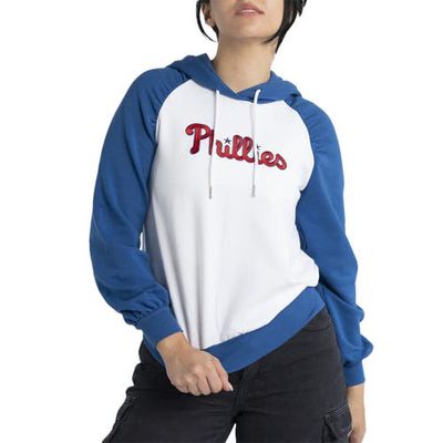 Women's Lusso White Philadelphia Phillies Marlowe Tri-Blend Raglan Pullover Hoodie