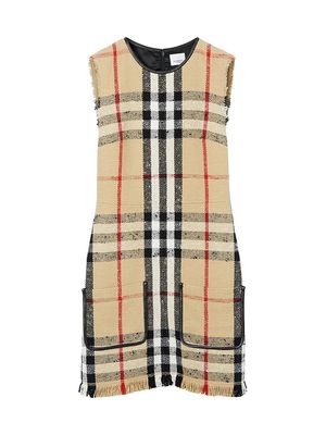 Women's Macy Cotton-Blend Check Minidress - Archive Beige Check - Size 2