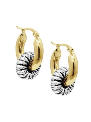 Women's Madeline Two-Tone Chunky Hoop Earrings - Gold Silver - Gold Silver