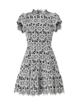 Women's Maggie Floral-Embroidered Fit & Flare Mini-Dress - Jet Ivory - Size 6