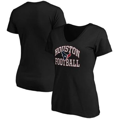 Women's Majestic Black Houston Texans Showtime Franchise Fit V-Neck T-Shirt
