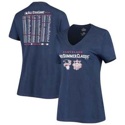 Women's Majestic Navy 2019 MLB All-Star Game Results Game History V-Neck T-Shirt