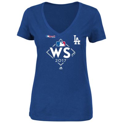 Women's Majestic Royal Los Angeles Dodgers 2017 World Series Bound T-Shirt