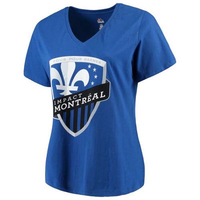 Women's Majestic Royal Montreal Impact Plus Size Primary V-Neck T-Shirt