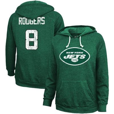 Women's Majestic Threads Aaron Rodgers Green New York Jets Name & Number Pullover Hoodie