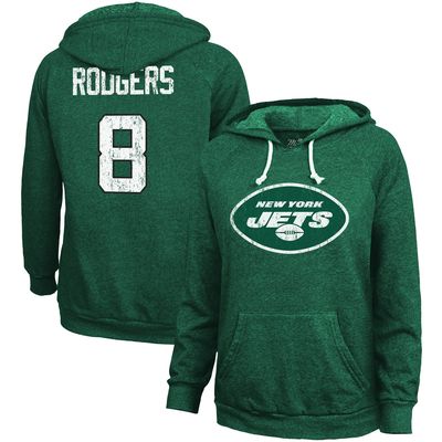 Women's Majestic Threads Aaron Rodgers Green New York Jets Name & Number Tri-Blend Pullover Hoodie