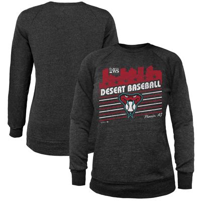 Women's Majestic Threads Black Arizona Diamondbacks 2023 World Series Local Lines Tri-Blend Pullover Sweatshirt