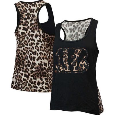 Women's Majestic Threads Black Cincinnati Bengals Leopard Racerback Tank Top