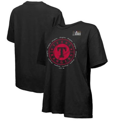 Women's Majestic Threads Black Texas Rangers 2023 World Series Champions Oversized T-Shirt