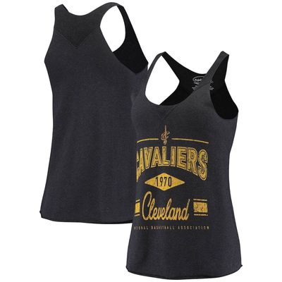 Women's Majestic Threads Charcoal Cleveland Cavaliers Tri-Blend Step Drop Tank Top
