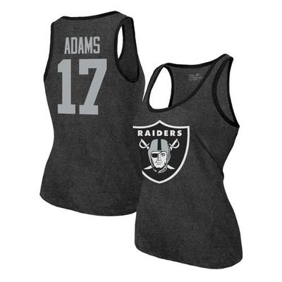 Women's Majestic Threads Heathered Black Las Vegas Raiders Name & Number Tri-Blend Tank Top