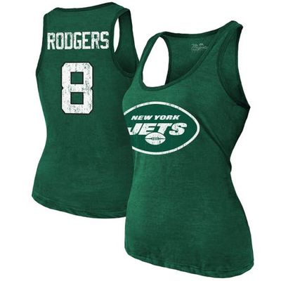 Women's Majestic Threads Heathered Green New York Jets Name & Number Tri-Blend Tank Top