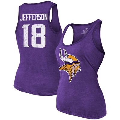 Women's Majestic Threads Heathered Purple Minnesota Vikings Name & Number Tri-Blend Tank Top