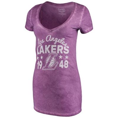 Women's Majestic Threads Purple Los Angeles Lakers City Over Pop Premium V-Neck T-Shirt