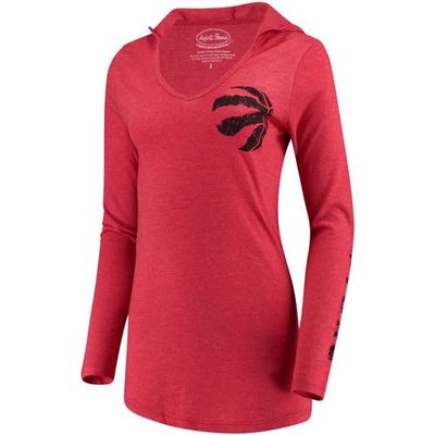 Women's Majestic Threads Red Toronto Raptors Tri-Blend V-Neck Pullover Hoodie