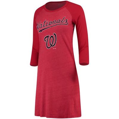 Women's Majestic Threads Red Washington Nationals Tri-Blend 3/4-Sleeve Raglan Dress