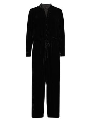 Women's Mandarin Collar Straight Leg Jumpsuit - Black - Size Large