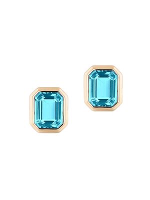 Women's Manhattan 18K Gold & Blue Topaz Stud Earrings - Blue - Blue
