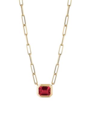 Women's Manhattan 18K Gold & Garnet Pendant Necklace - Red - Red